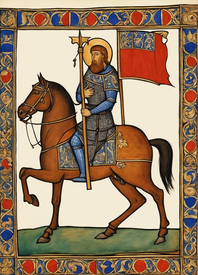 Medieval Knight Outside Jerusalem in Psalter Style