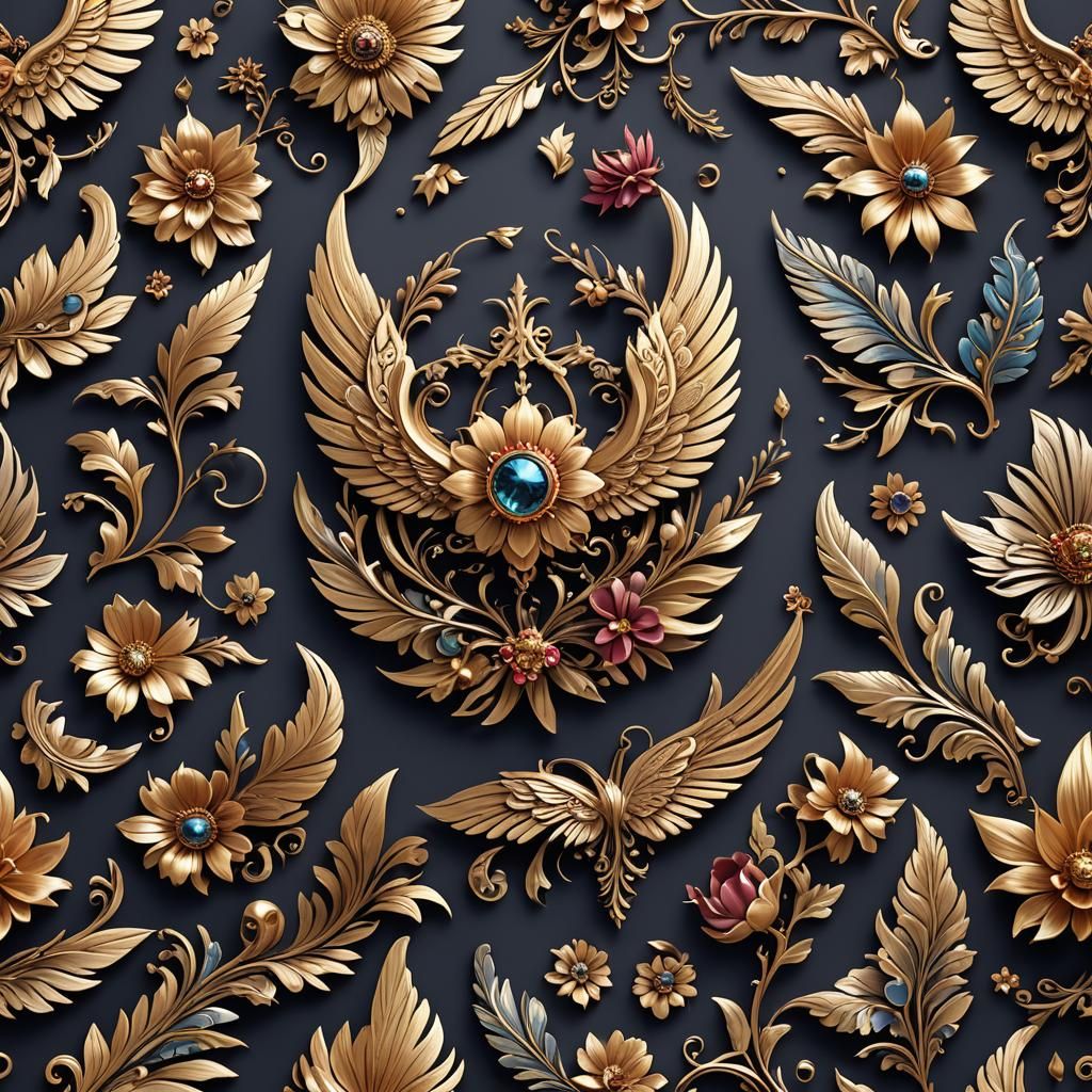 Elegant Logo Design with Wings and Floral Elements