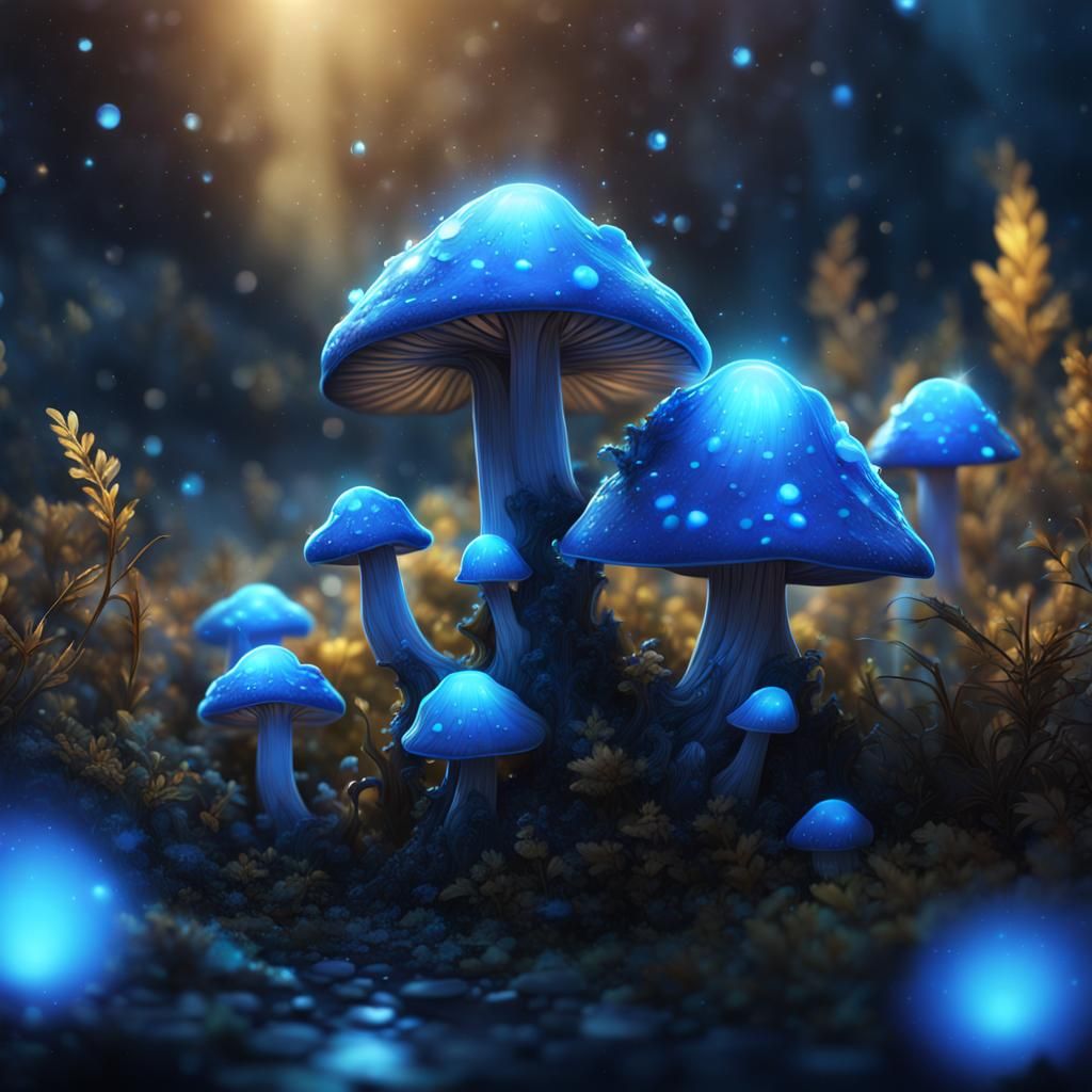 Glowing Crystal Mushroom in Dark Fantasy Style