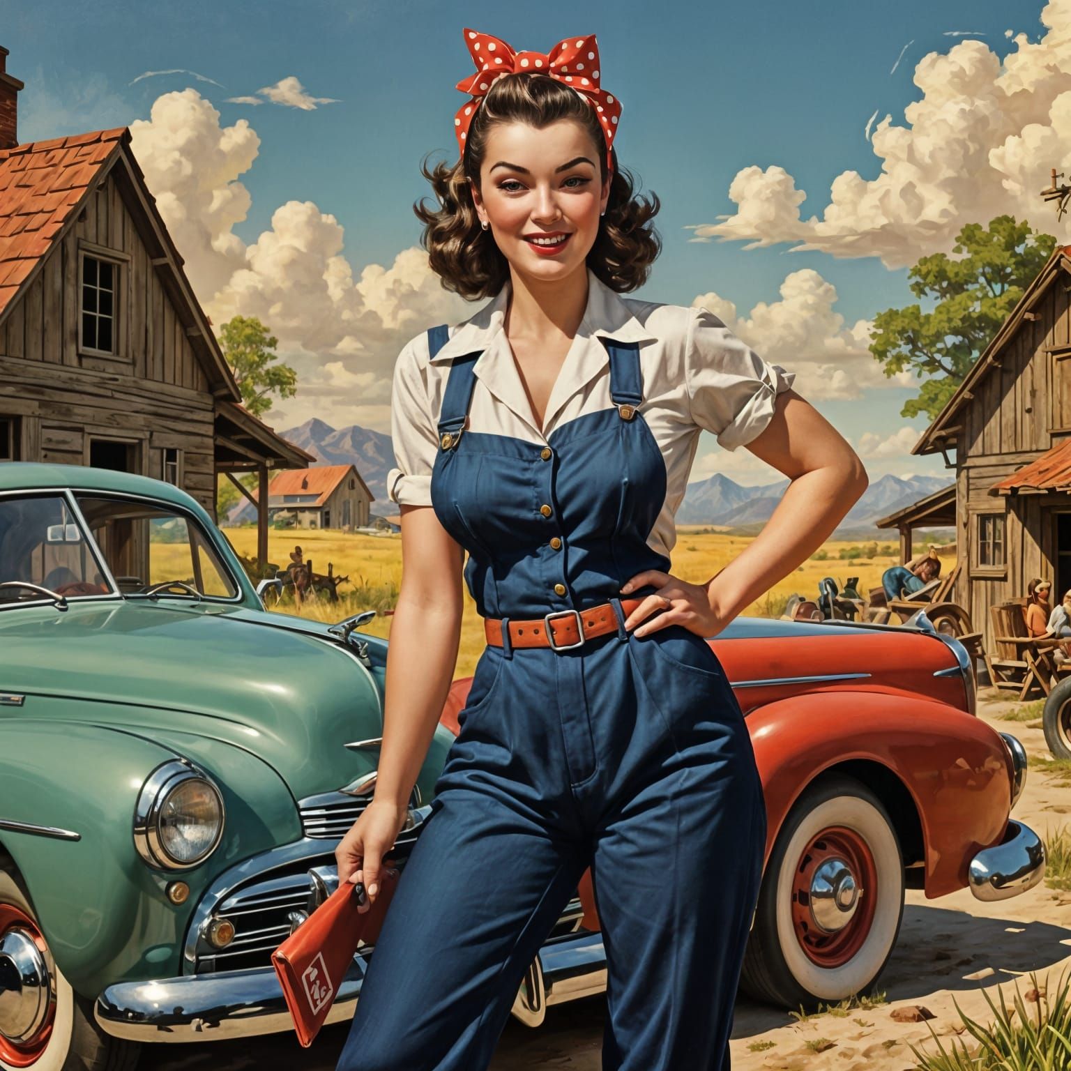 Vintage Pin-Up Girl in Retro Style