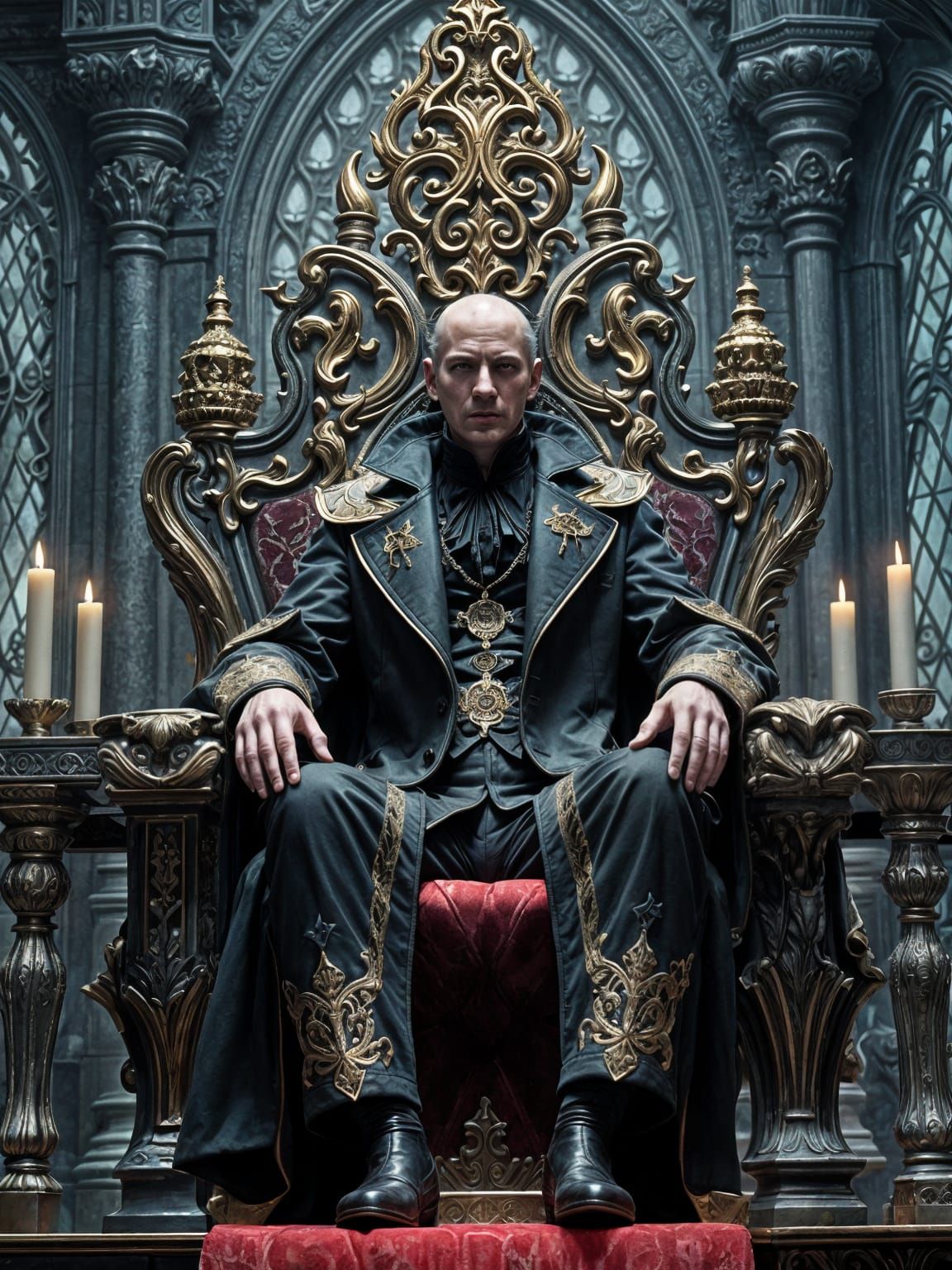 Vampire King on Gothic Throne: 3D Anime Art