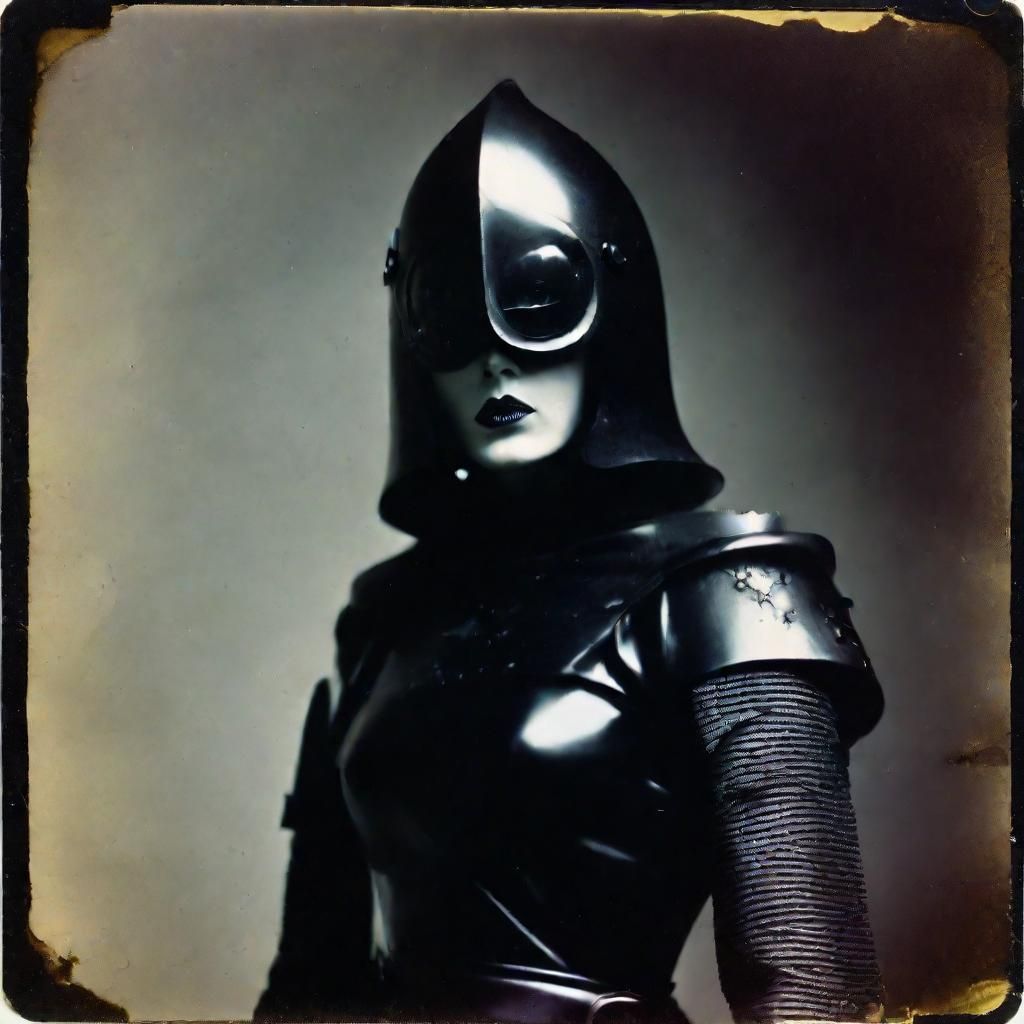 Retro 70s Girl with Googly Eyes, Polaroid Style