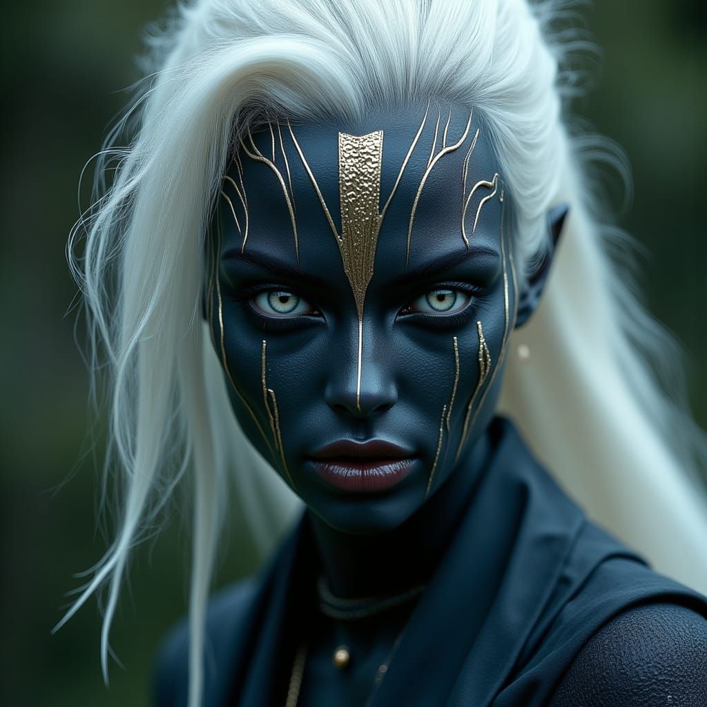 Drow Elf Portrait in Dark Fantasy Style