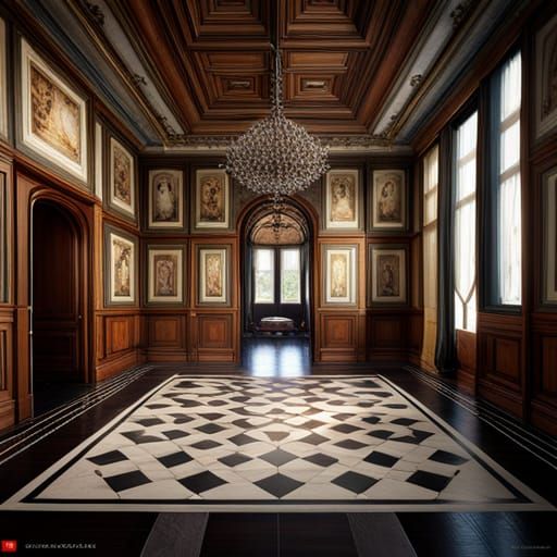 Italian Villa Interior: Renaissance Oil Painting