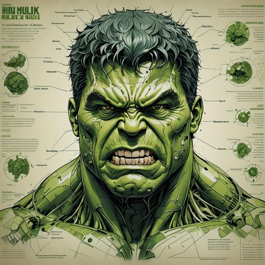 Anatomical Diagram of The Hulk as Infographic