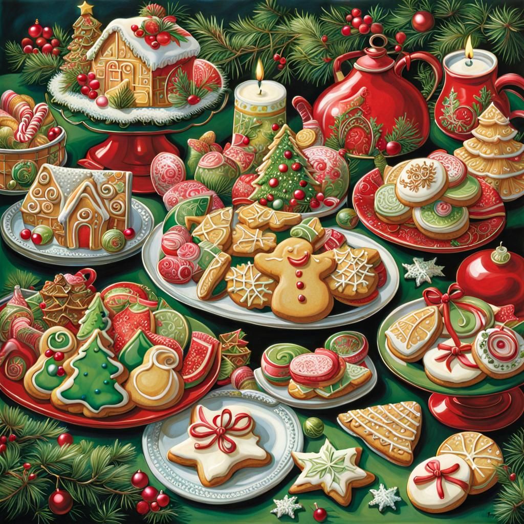 Delicious Christmas Cookies in Photorealistic Still Life