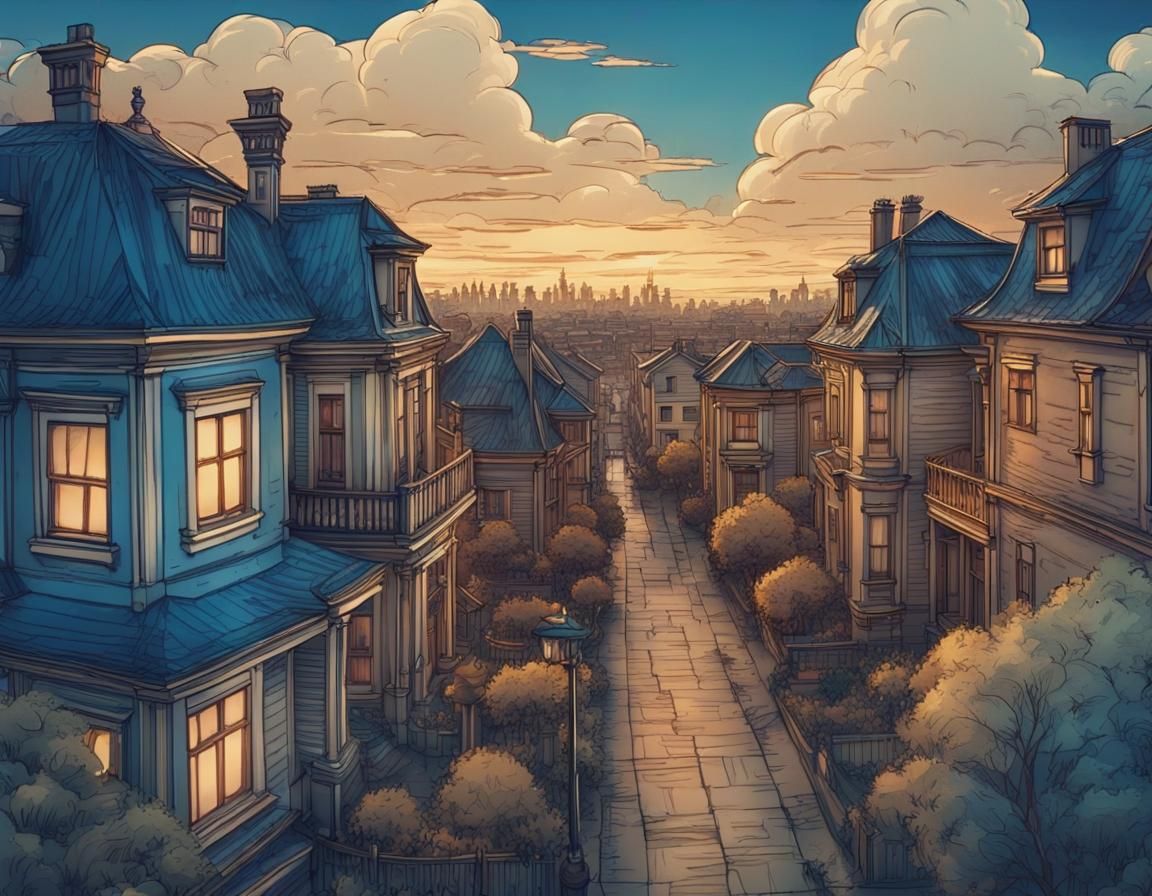 Elegant Wooden Houses in Rich Neighborhood