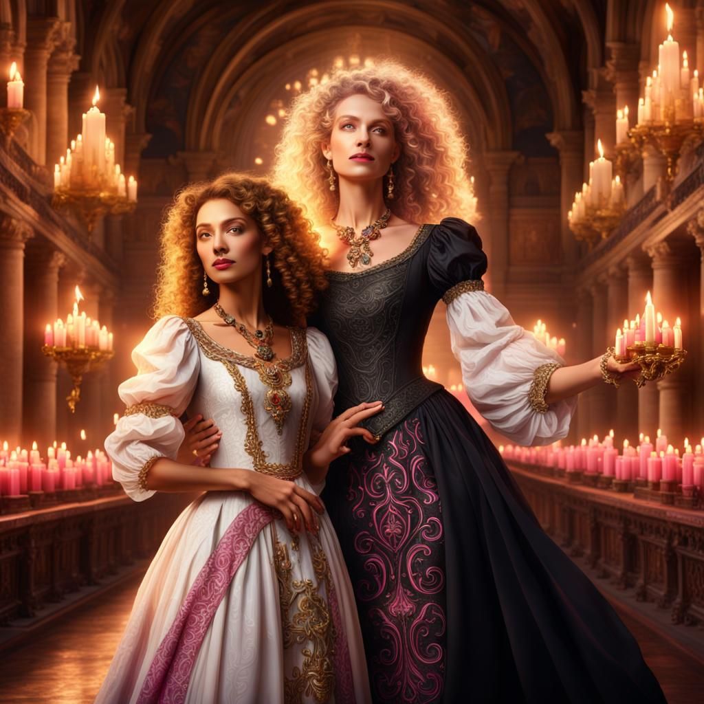 Whimsical Fantasy Scene in Renaissance Style