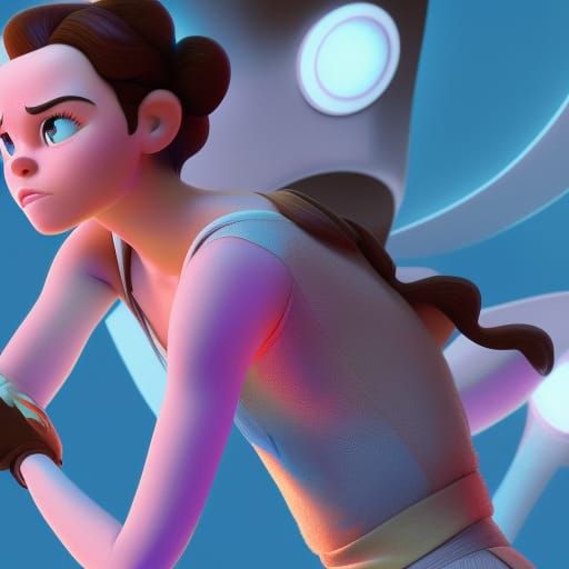 Daisy Ridley as Pixar-Style 3D Digital Art