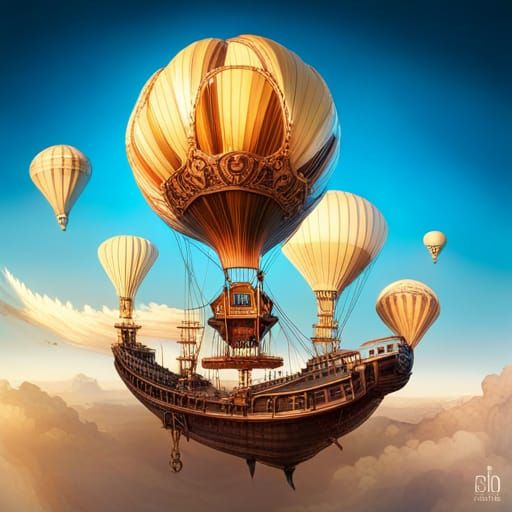 Steampunk Pirate Airship Fantasy Art