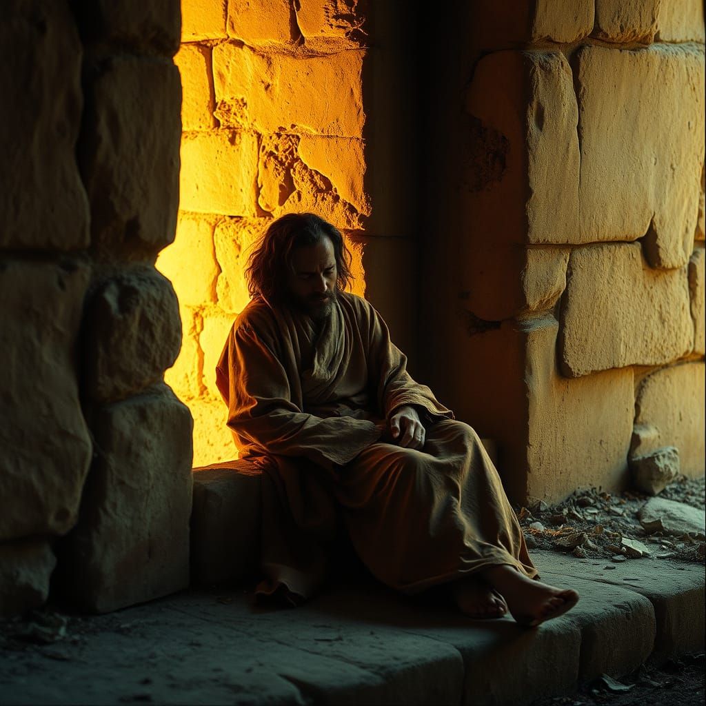 Languid Figure Slumps in Warm, Golden Light