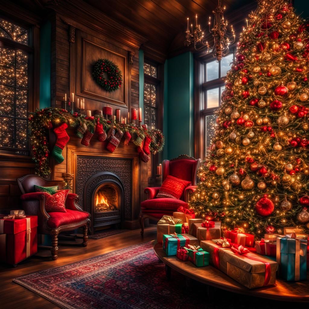 Hyperrealistic Christmas Morning in Vibrant Colors