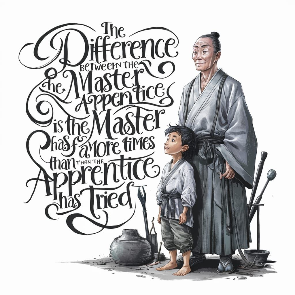 A quote that says "the difference between the master and the apprentice, is the master has failed more times than the ap...