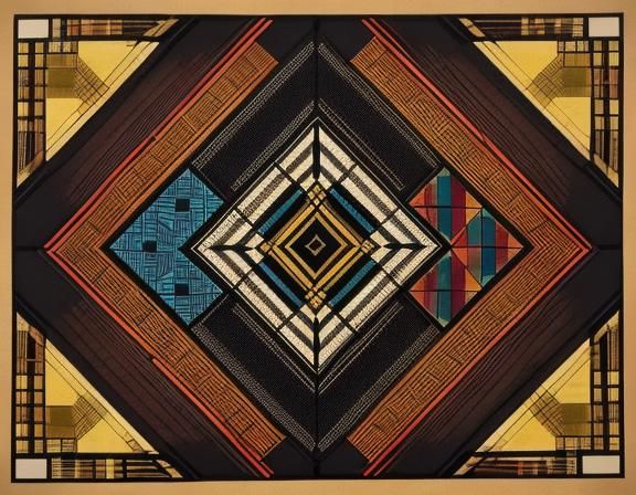 Abstract Plaid Pattern in Retro Mosaic Style