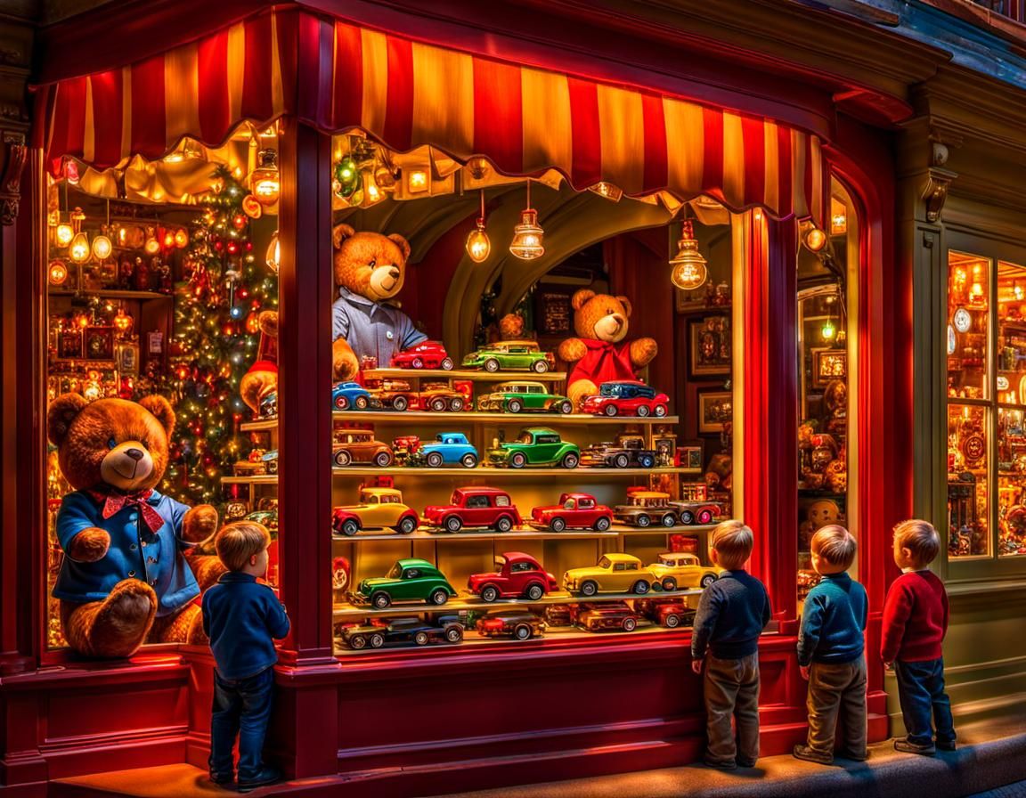 Magical Toy Shop Window with Volumetric Lighting