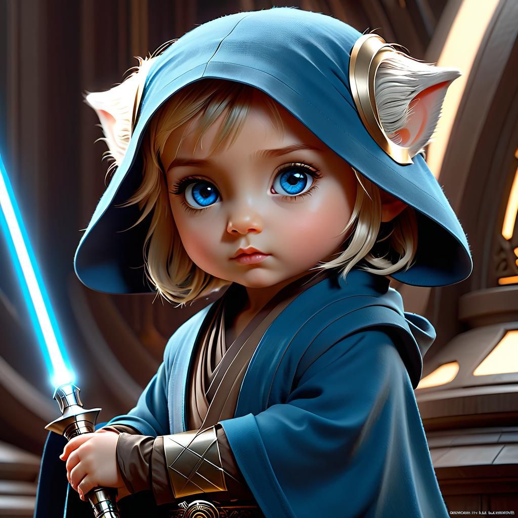Adorable Chibi Jedi Master in 3D