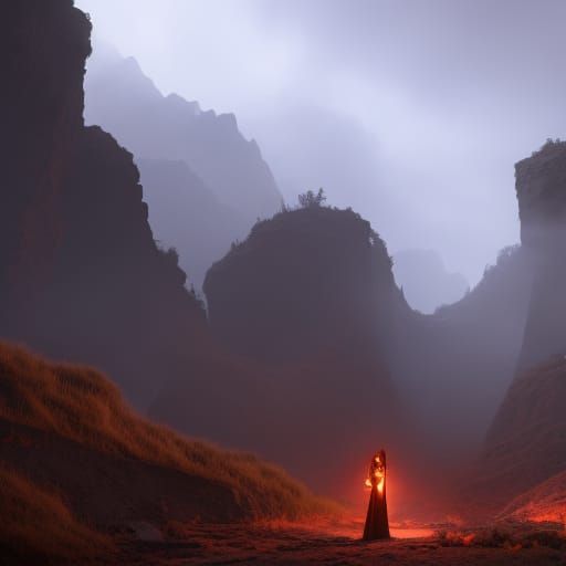 Mysterious Vampire with Orange Necklace in Dark Fantasy