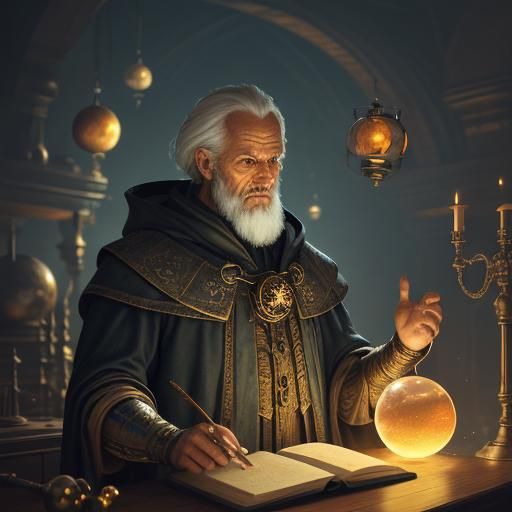 Nostradamus in Alchemist Laboratory, Fantasy Concept Art