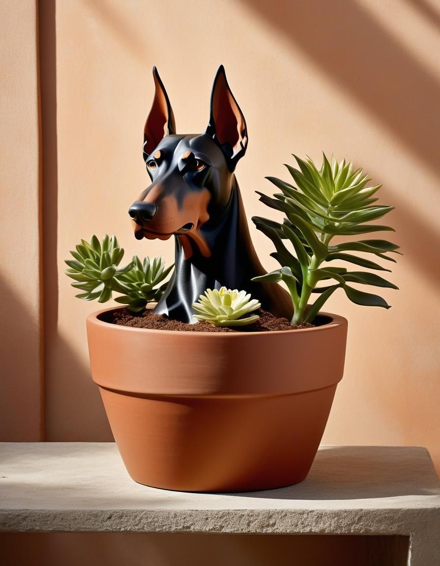 Doberman-Shaped Clay Flowerpot: Unconventional Pottery Still...