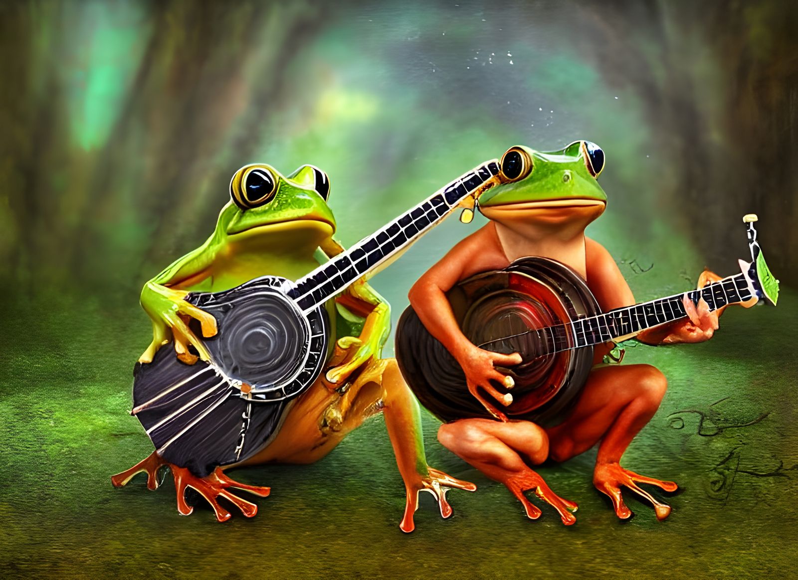 musician frog friends