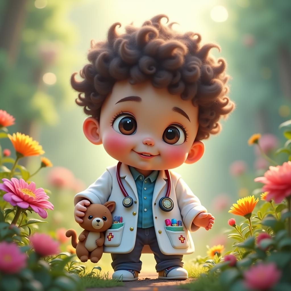 Adorable Baby Doctor in Fantasy Setting, Digital Art