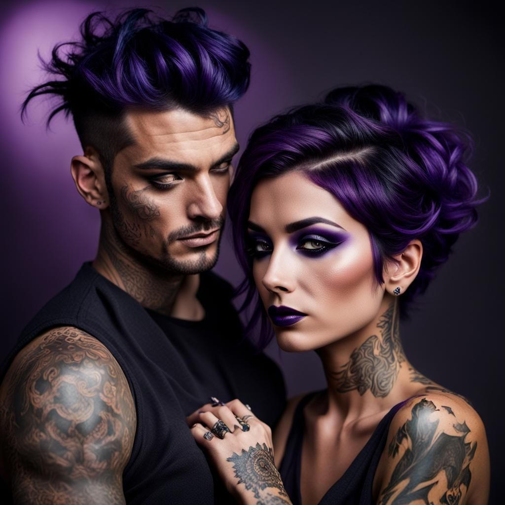 Sultry Portrait of Tattooed Woman with Smokey Eyes