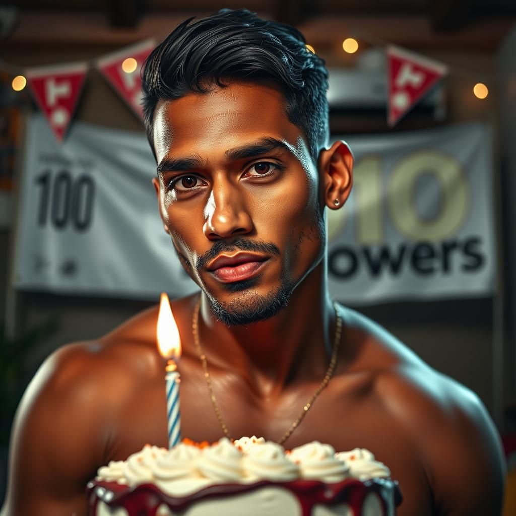 Indian Man Celebrates Milestone in Splash Art Style