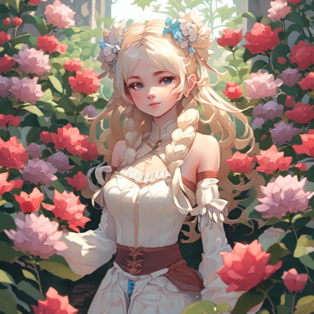 Snow Fairy Girl in Winter Garden