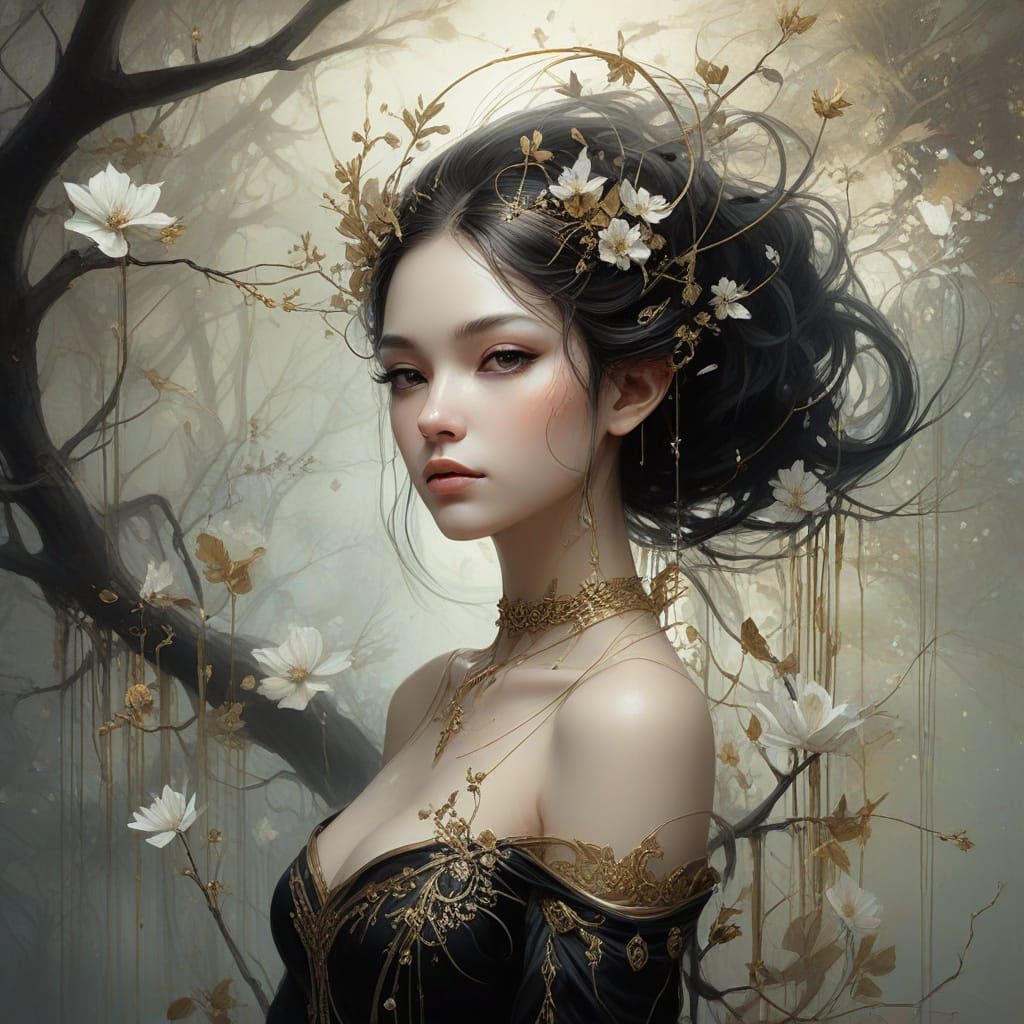 Surreal Solarpunk Elf Princess in Soft Muted Colors