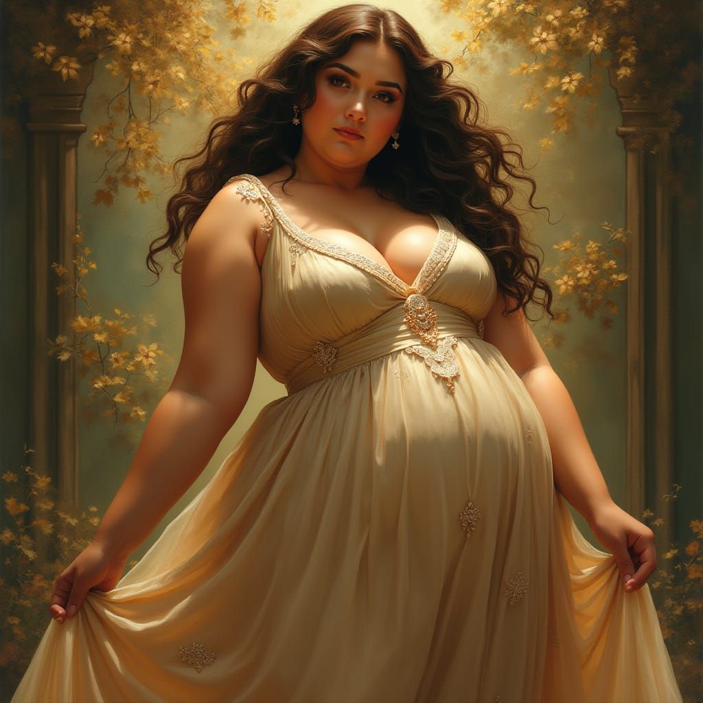 Voluptuous Woman in Elegant Gown