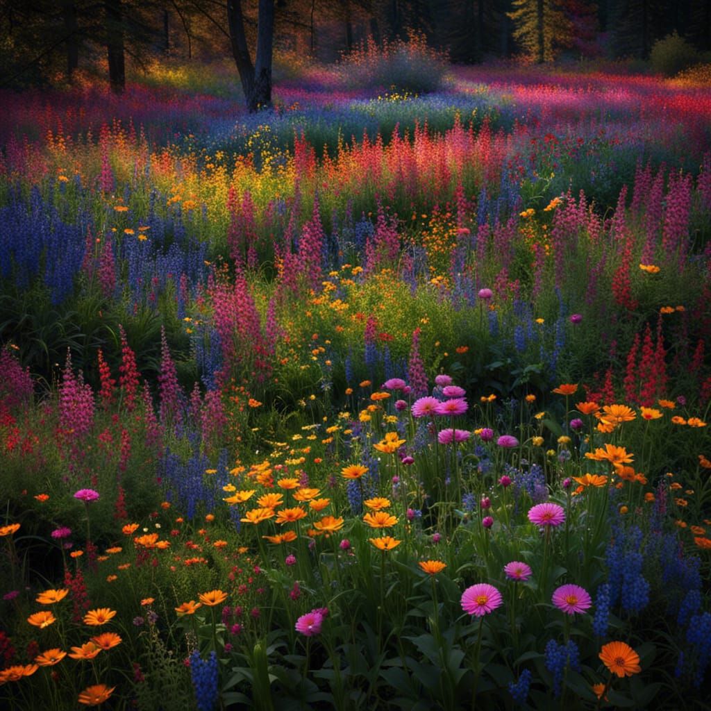 Ethereal Forest: Long Exposure Wildflower Dreamscape