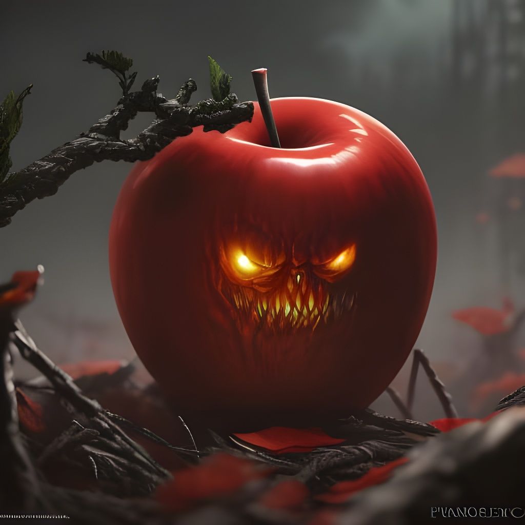 Eerie Forbidden Apple: Sinister Horror Concept Art
