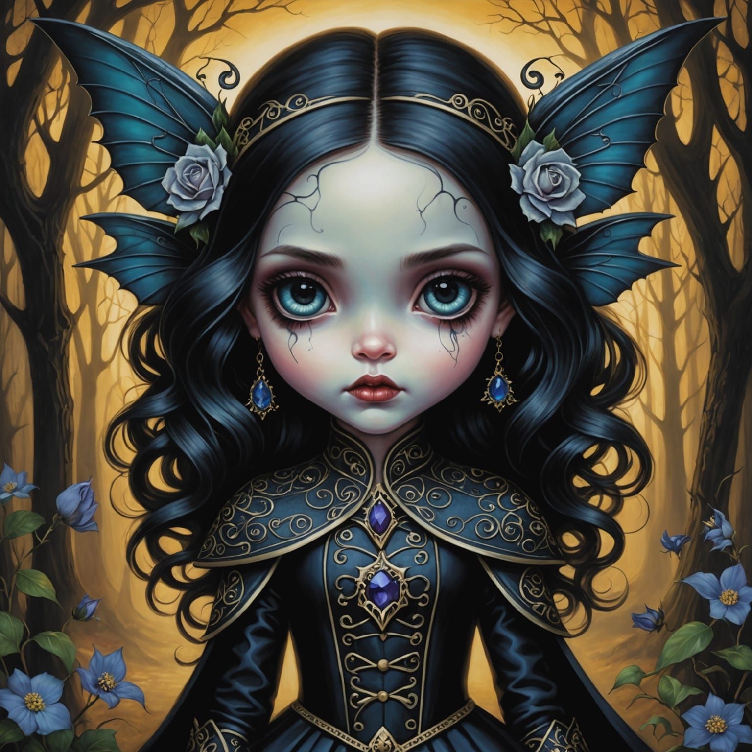 Grimdark Portrait in Big-Eyed Art Style