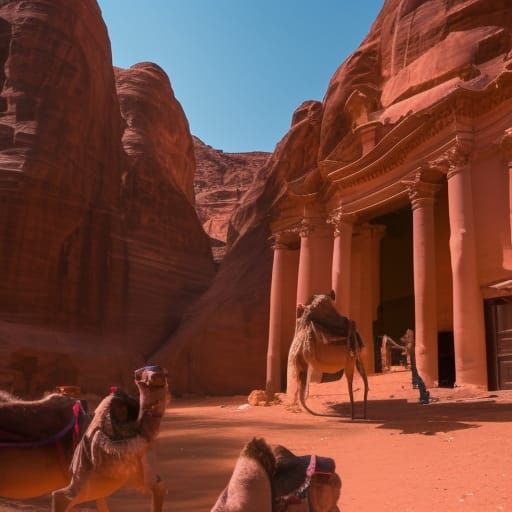 Petra Jordan: Camels in Ancient Nabataean Setting