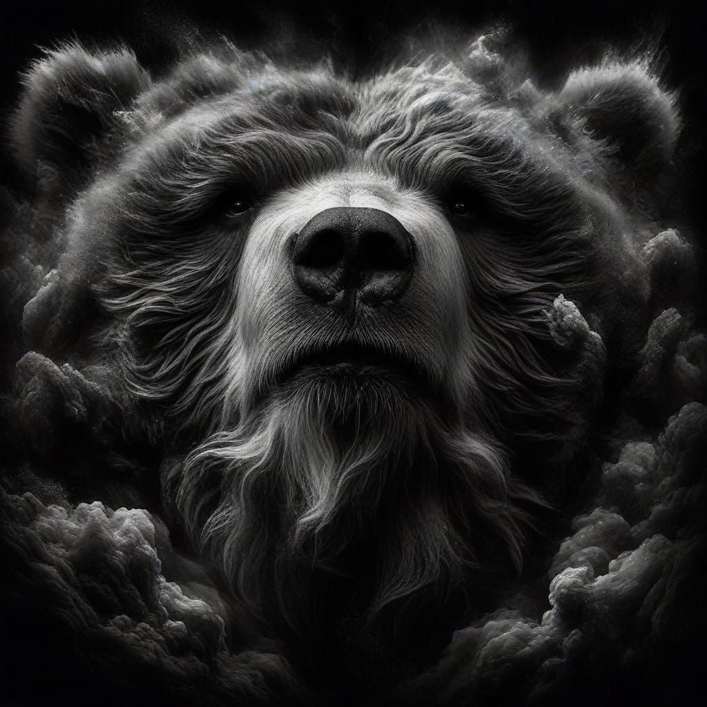 Gothic Kodiak Bear Portrait with Defiant Gaze