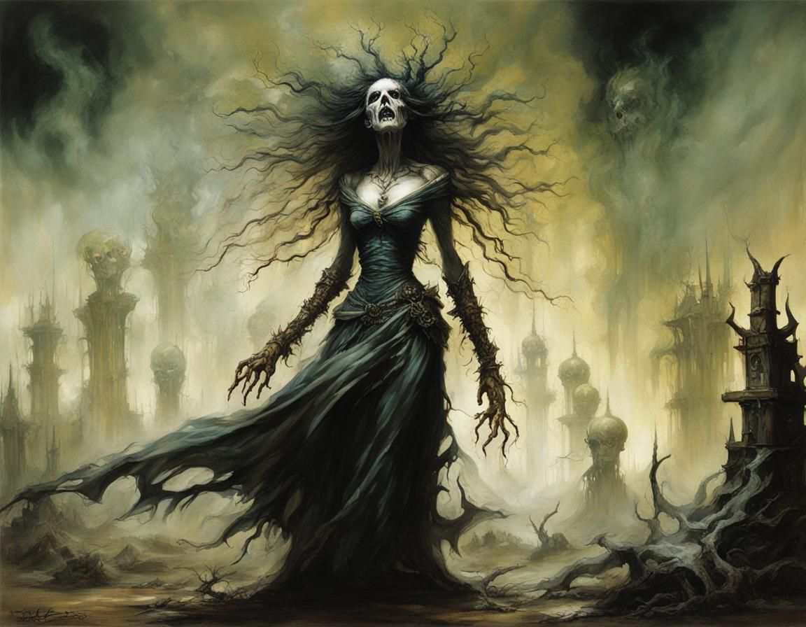 Rotting Witch in Acrylic Splash Art Style