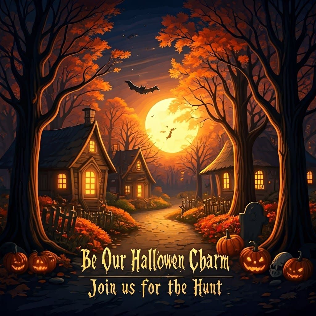 Charming Halloween Graphic Design with Autumnal Elements