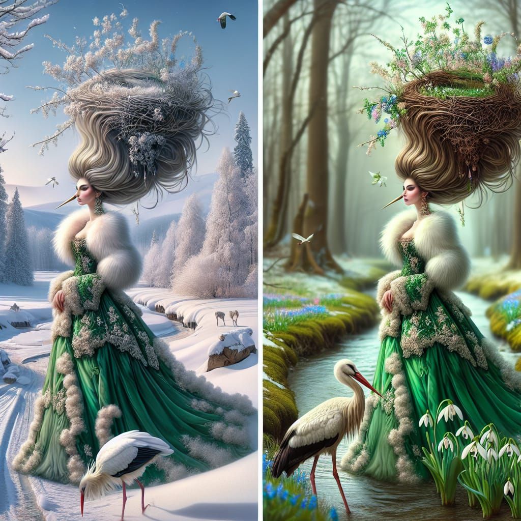 Spring and Winter Fantasy Art Transformation