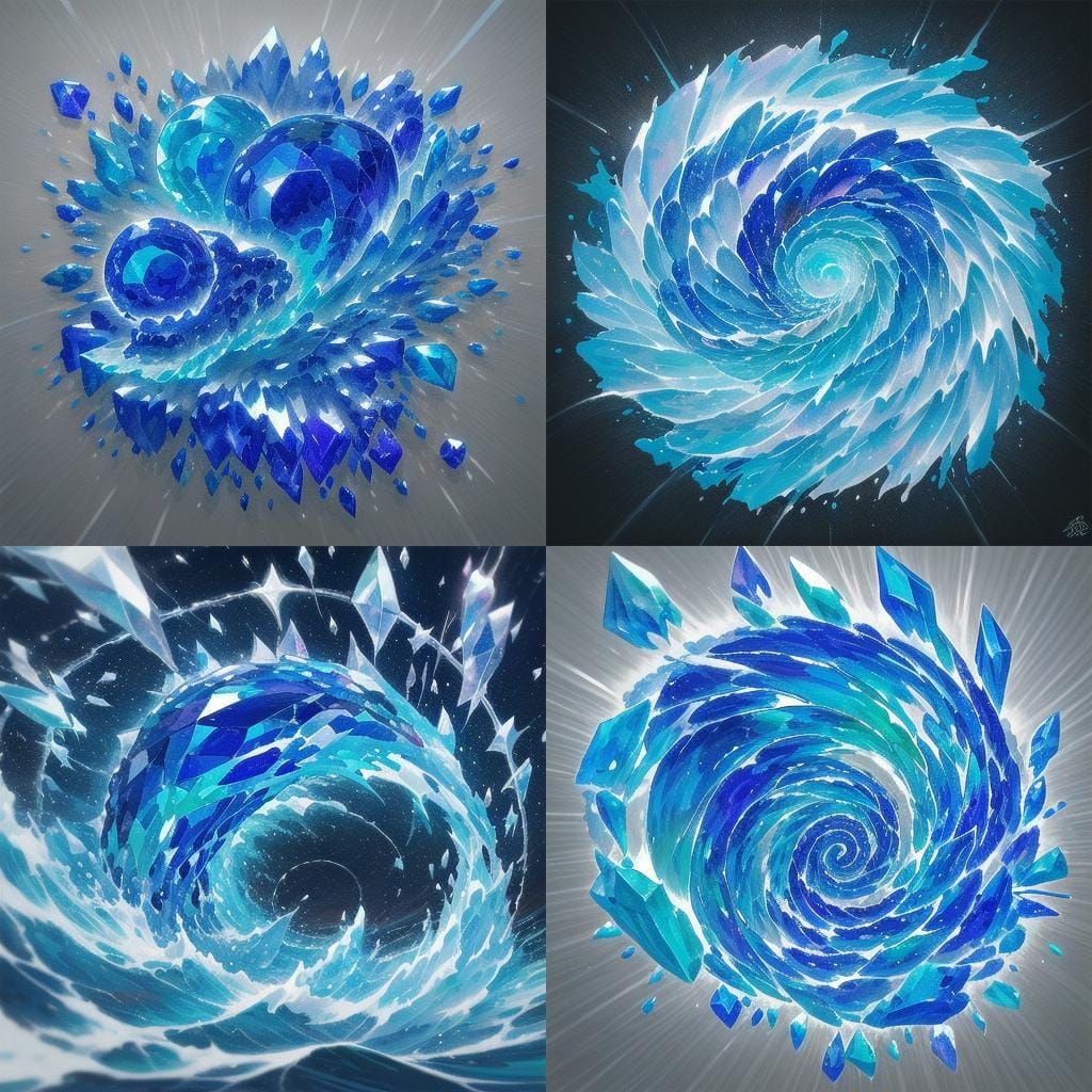 Crystal Sapphire Orca Fracturing into Gem Waves, Graffiti Ar...