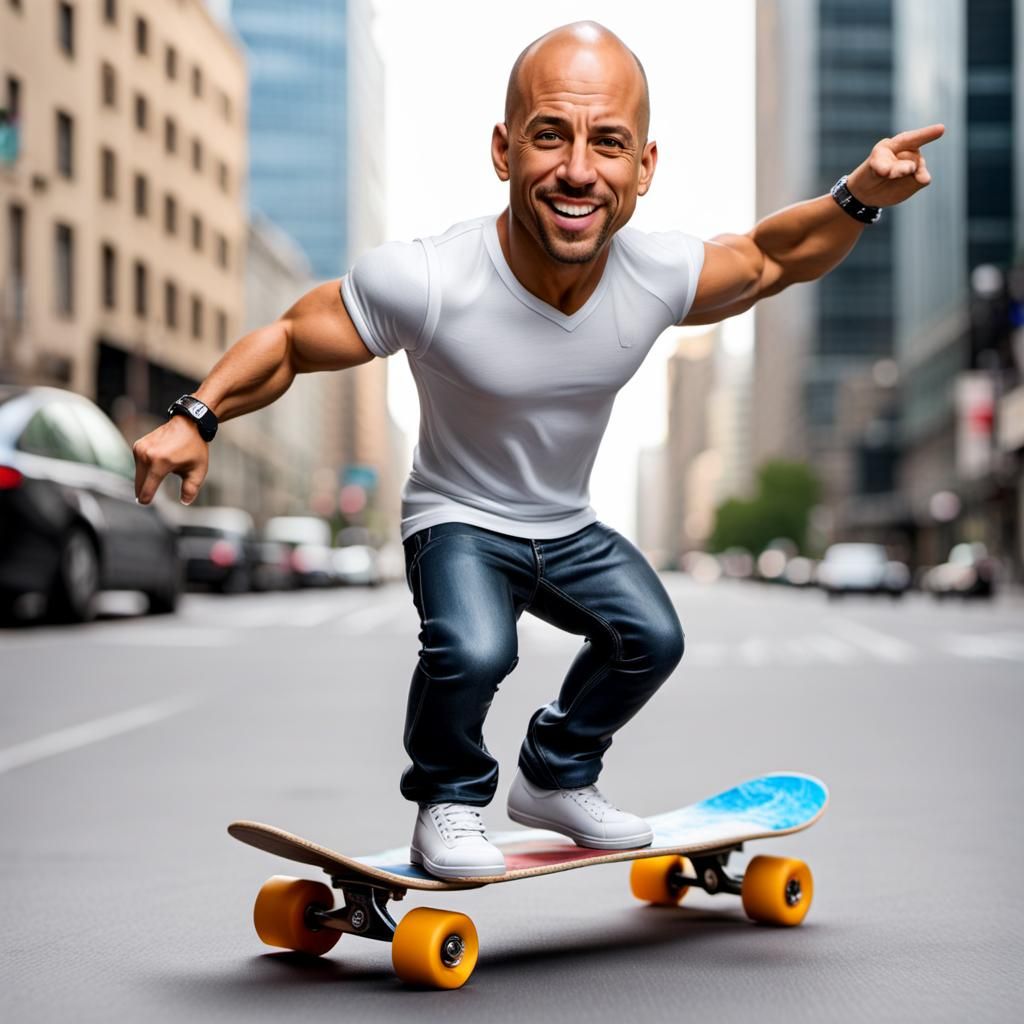 Vin Diesel Bobblehead Skateboard Flip