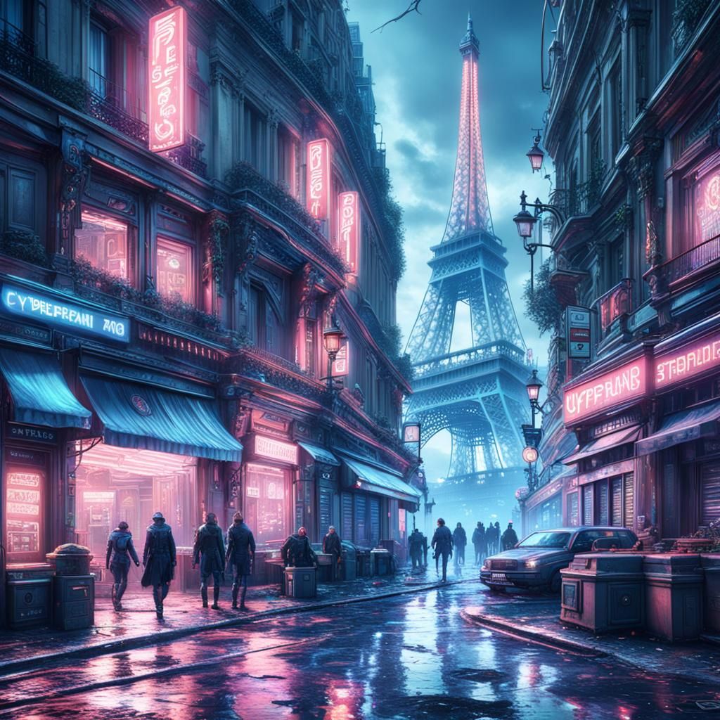 Cyberpunk Paris: Detailed Matte Painting