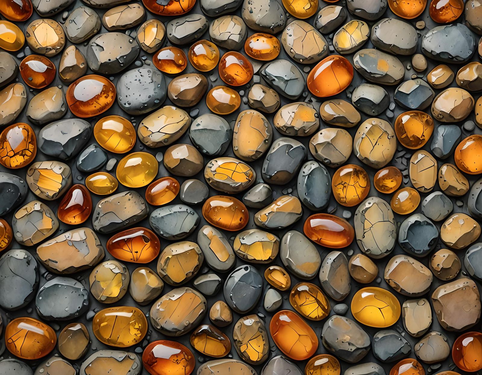 Ethereal Cobblestone Street in Mixed Media Style