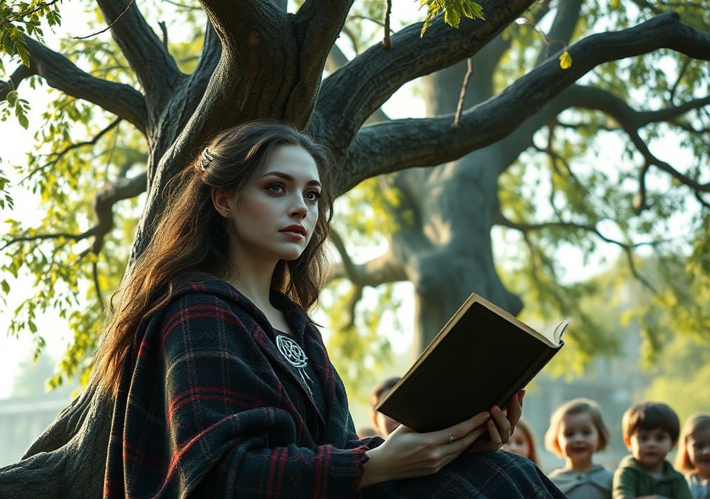 Celtic Storyteller Under Ancient Alder Tree
