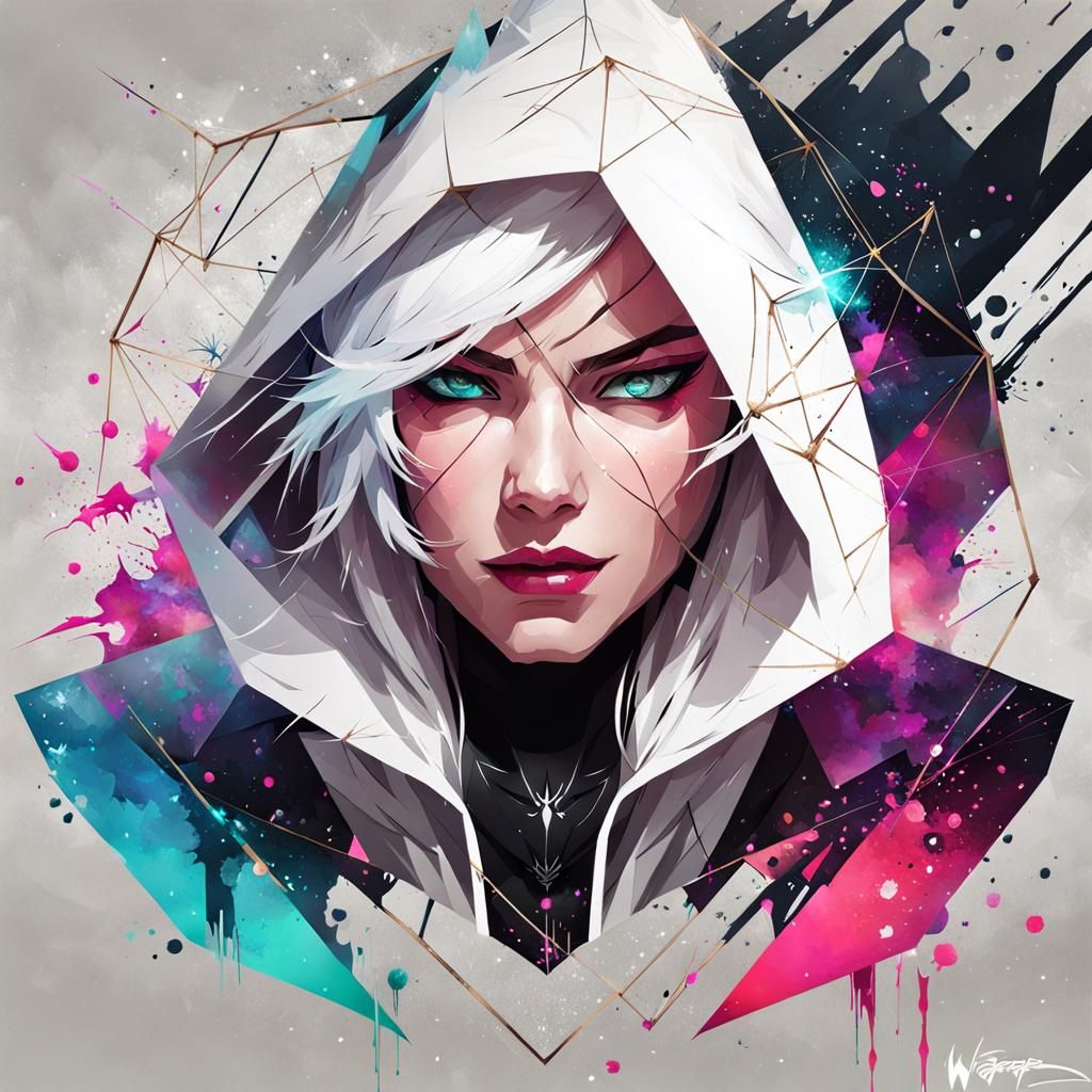 Spider Gwen Ink Portrait with Pastel Colors