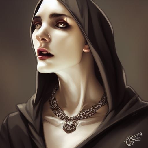 Hooded Vampire Portrait in Hyperdetailed Style