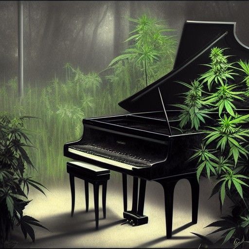 Sinister Piano Surrounded by Cannabis