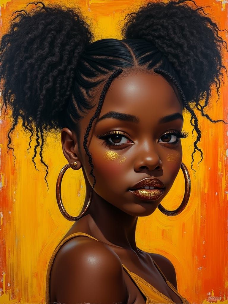 Stylish Woman with Grillz in Neo-Expressionist Portrait