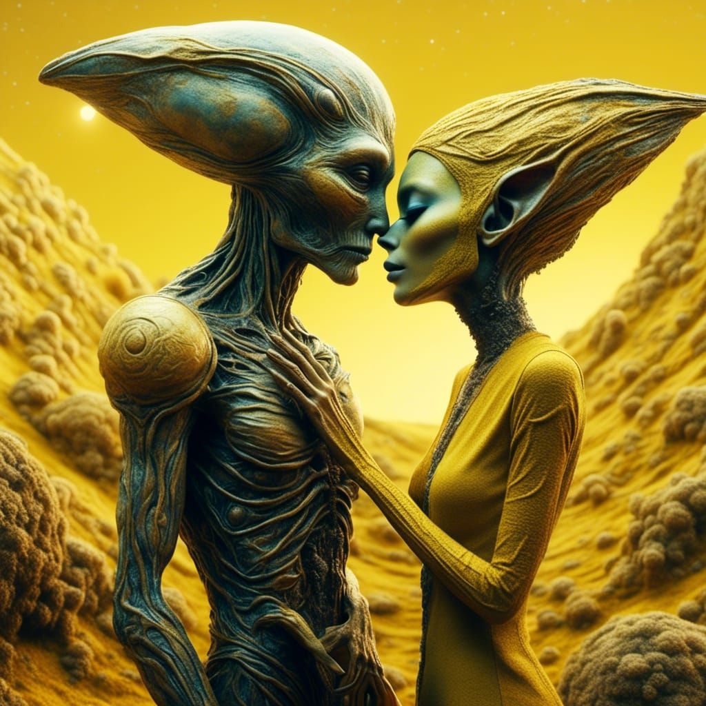 Aliens in Love: Hyperrealistic Mixed-Media Photography