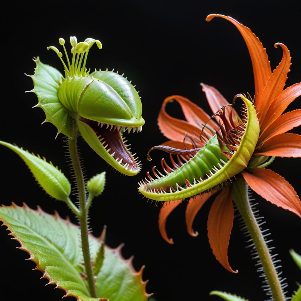 Fusion of Venus Flytrap and Rusty Iron Flower in a Dance of ...