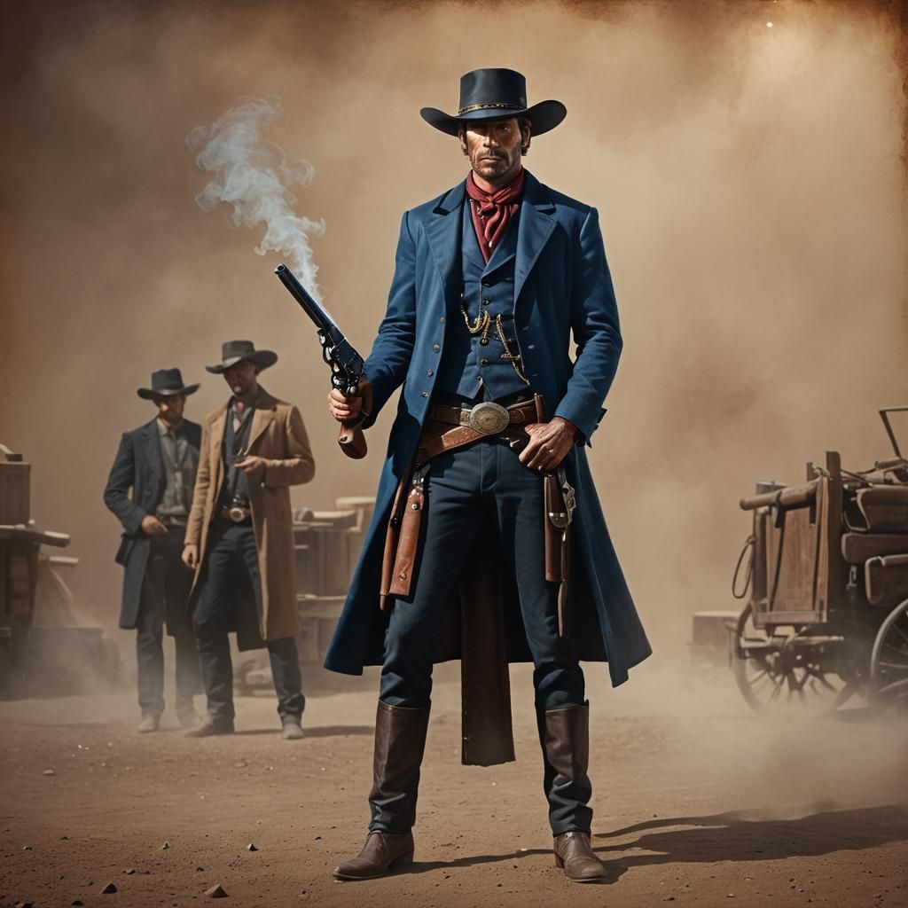 Gambler Gunfighter with Colt .45 in Wild West